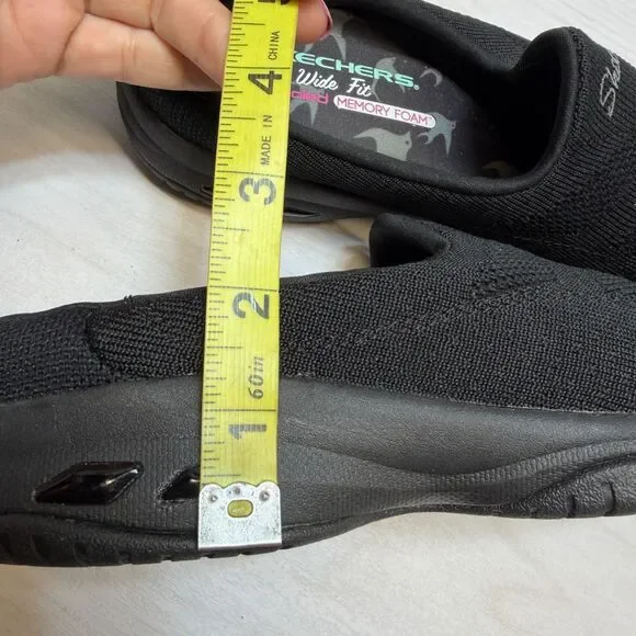 Skechers Relaxed Fit Commute Womens 8.5 Black Knit Slip On Mule Sneakers 44915W - Picture 9 of 10